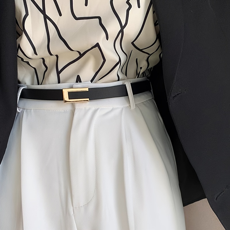 

1pc Women's Multicolor Leather Belt Female Ins Style Simple Fashionable Retro Black Thin Small Decoration Women's Belt Pants Belt For Women