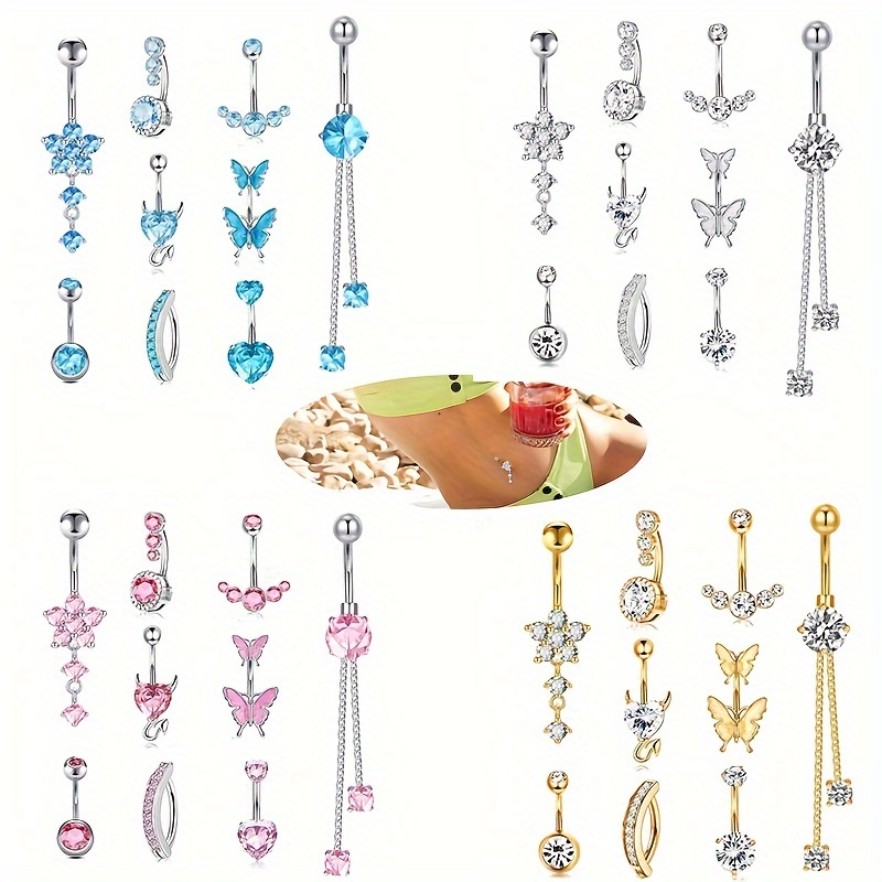 

9pcs & Belly Set - Steel Synthetic Zirconia, For Women - For Parties &