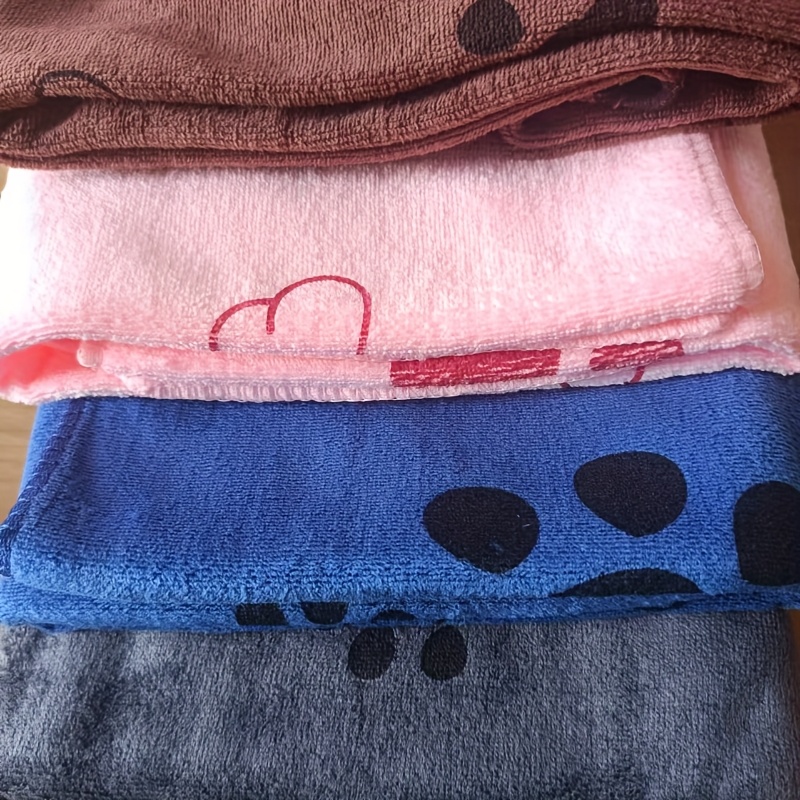 4pcs Quick-Dry Pet Towels for Medium Dogs - Soft, Absorbent Polyester with Colorful Paw Print Design, Ideal for Bathing and Grooming, Dog Bath Towels|Playful Design|Quickdry Fabric, Dog Towels - Image 8
