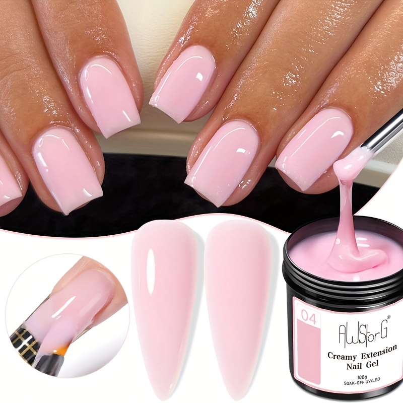 Awstorg 100g Creamy Extension Nail Gel Pink Acrylic Nail Color Soak Off Construction Gel Camouflage Hard Gel Nail Manicure