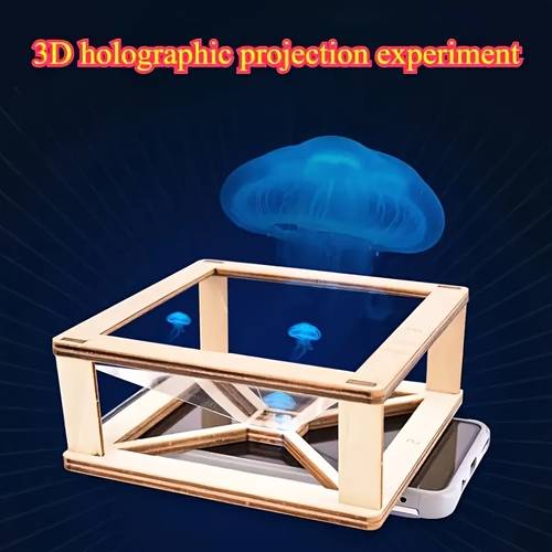 wooden diy 3d holographic projector kit science experiment education holographic projection presentation tool optical science education materials