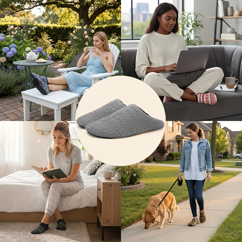 Women Rubber Sole Soft-Lightweight Flat House Slippers | Non-Slip, Casual Style, Solid Color, Fabric Upper and Insole, Suitable for All Seasons