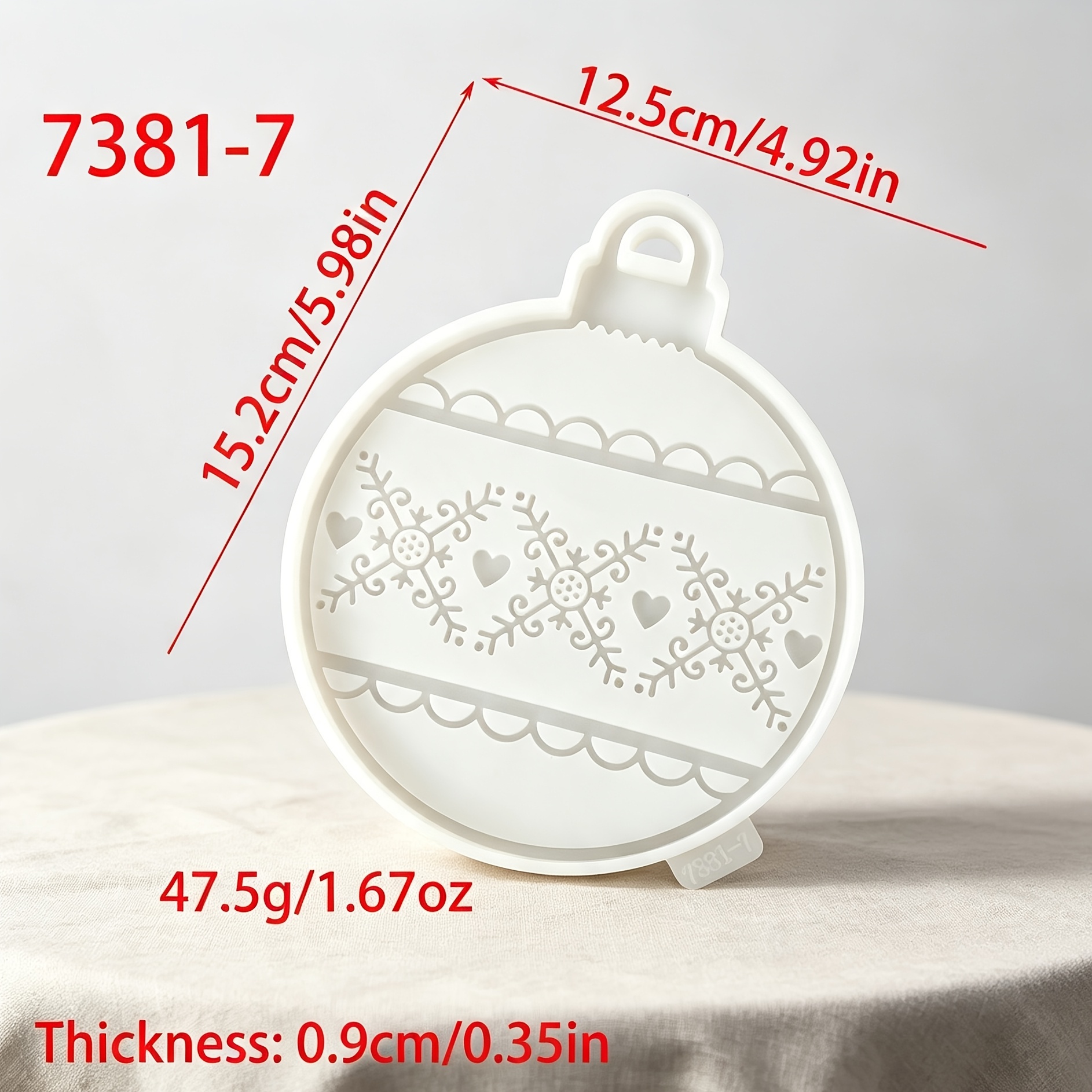 TEMU Weihnachts-Schneeflocken-Silikonform für Zierkugeln, handgefertigte DIY-Weihnachts-Schneeflocken-Glockenförmige-Hängeornament-Form für Harz Gips