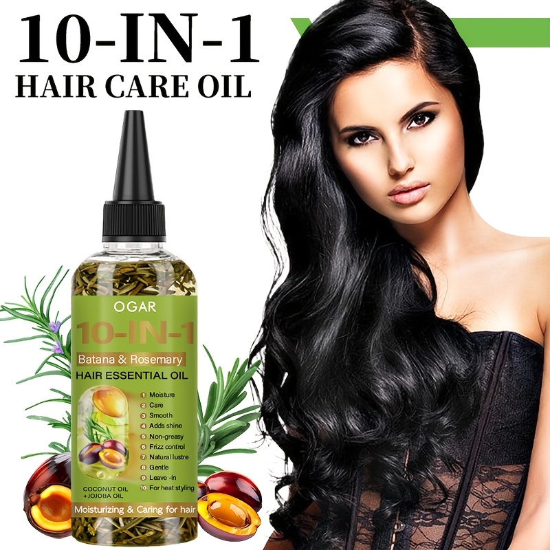 10-in-1 Batana & Rosemary Scalp Care Essential Oil, No-Rinse, for Dry and Wet Use, Enriched with Onion, Rosemary, Jojoba Oil, Batana Oil, Coconut Oil, Biotin, Keratin, Collagen, and Other Nutrients, Deeply Moisturizes, Nourishes, Repairs, and Softens
