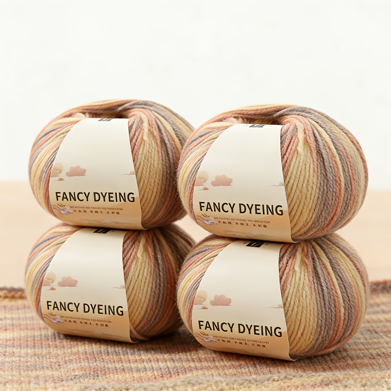 Image of 4pcs Dyed Gradient Color High Quality Thread Knitted Yarn, 200g High Quality Medium Thickness, Hand Knitted Diy Knitted Yarn, Colored Wool Yarn, Suitable For Fashion Sweater, Scarf, Hat, Bag