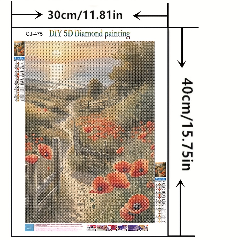 Image of 1pc Diy Diamond Painting Scenery Flowers Home Decor Mosaic Making 30*40cm/15.75*11.81in