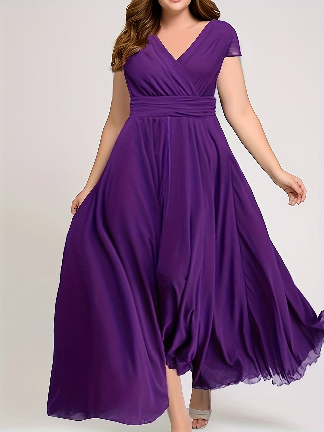 white christmas dresses Pinkblush Purple Chiffon Long Sleeve Pleated Maternity Maxi Dress Small main image 1