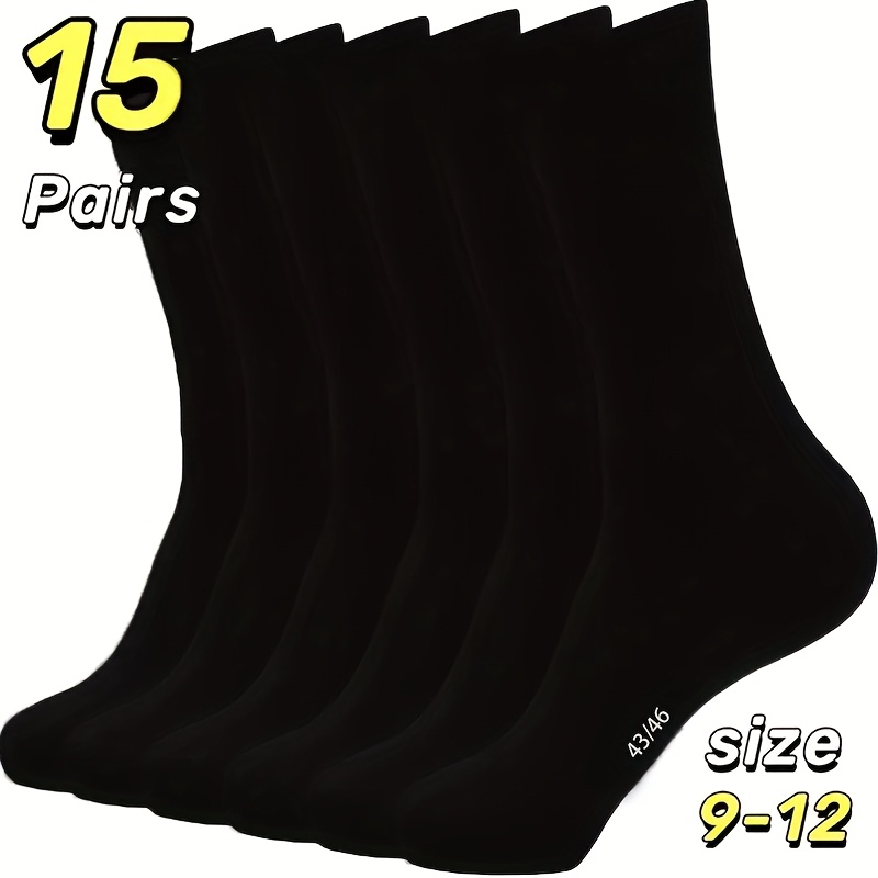 E-shop 15 Paar Herren Schwarze Anzugssocken, Business Casual Socken, Größe 9-12 43-46 (US), Elastische und Strukturiertes Muster, für Meetings, Partys