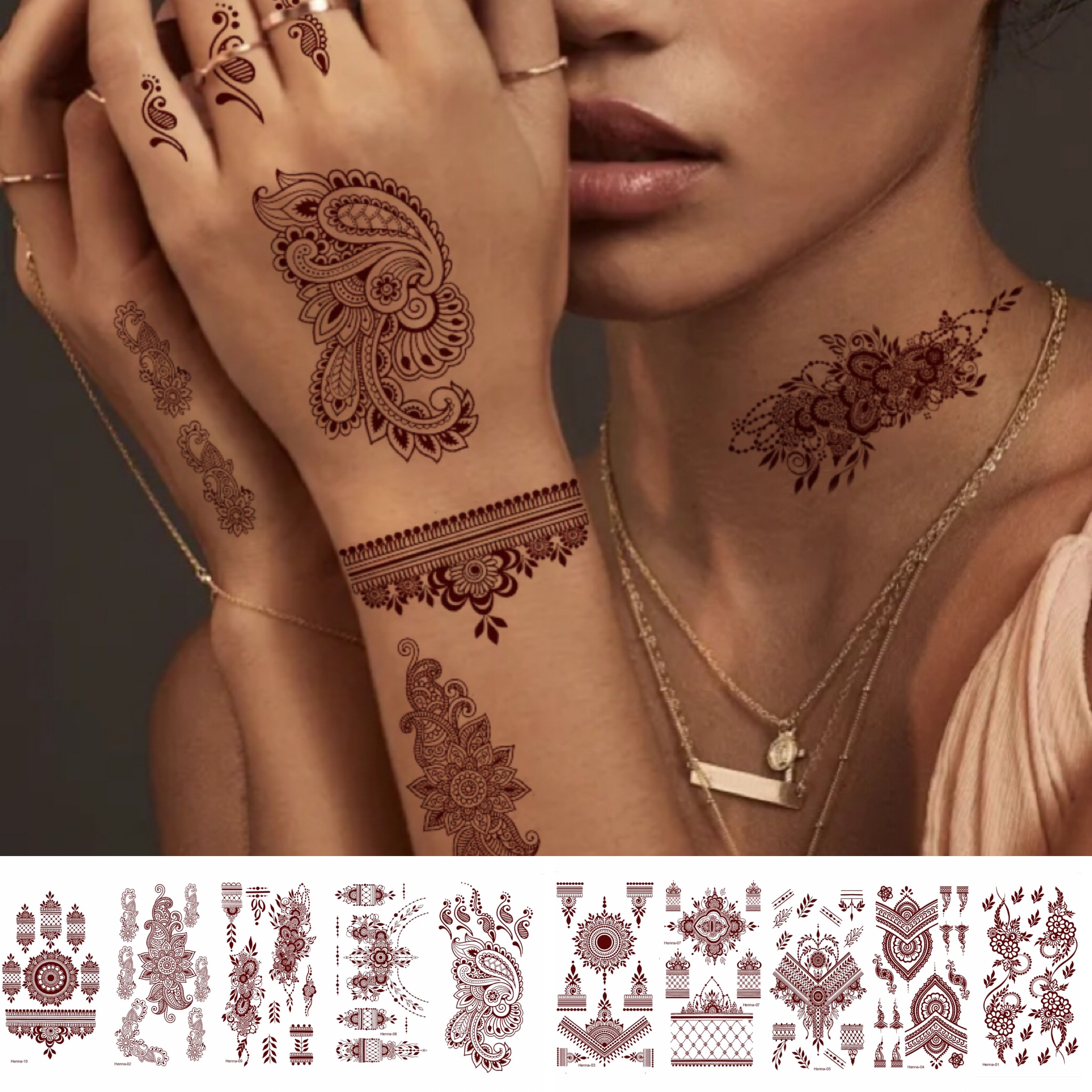 

Retro Flower Fake Tattoos, Waterproof Sweatproof Stickers For Women, Temporary Tattoos For Holidays, Parties, Fingers And Hands Back, Fashion Non-toxic High Quality Stickers