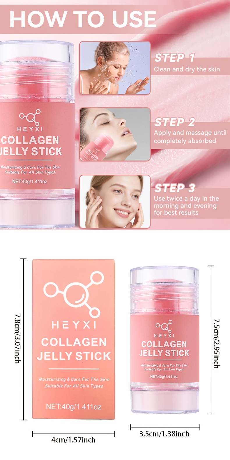 Stick Gel Instant pentru Lifting și Fermitate Facială și Gât cu Colagen, Reduce Aspectul Ridurilor, Fermitatea Pielii, Semnele de Îmbătrânire, Diminuează Cearcănele, Petele de Sângerare sau Imperfecțiuni, Nivulează Tonul Pielii, Netezește Pielea