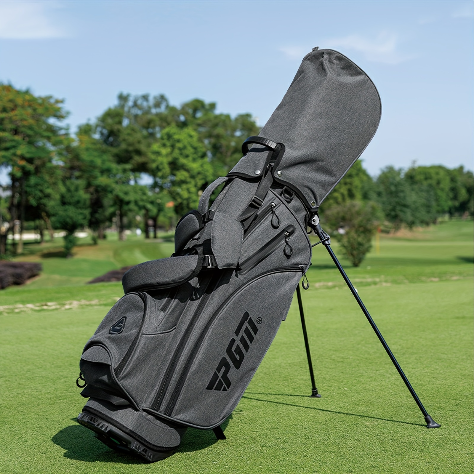 TEMU Pgm Golf Bag Stand Bag For Men With Insulated Pvc Coating, Portable Golf Club Bag With Thermal Bag