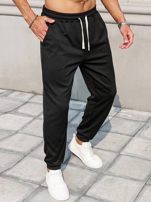 mens spring summer casual knit trousers breathable solid color elastic waistband ankle cinching athletic capri pants