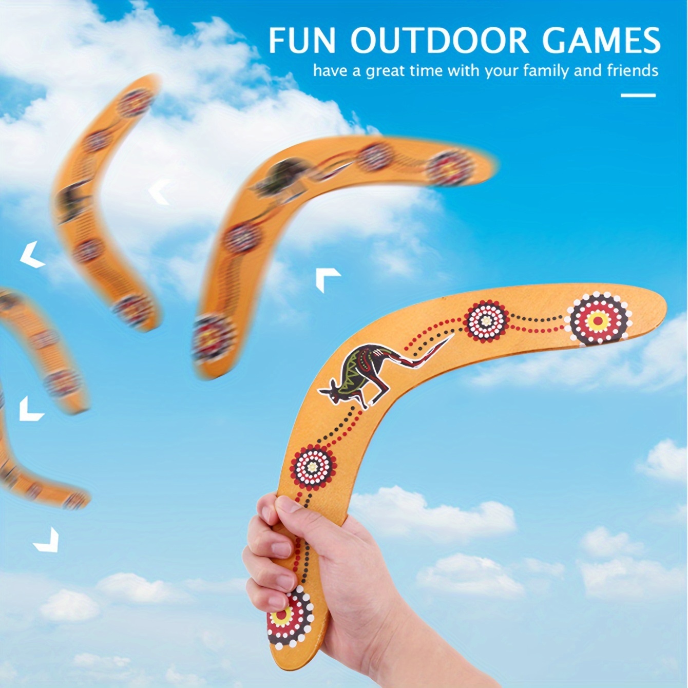 

Premium Wooden Boomerang For Teens & Adults - V-shaped, Perfect For Outdoor Sports & Parties