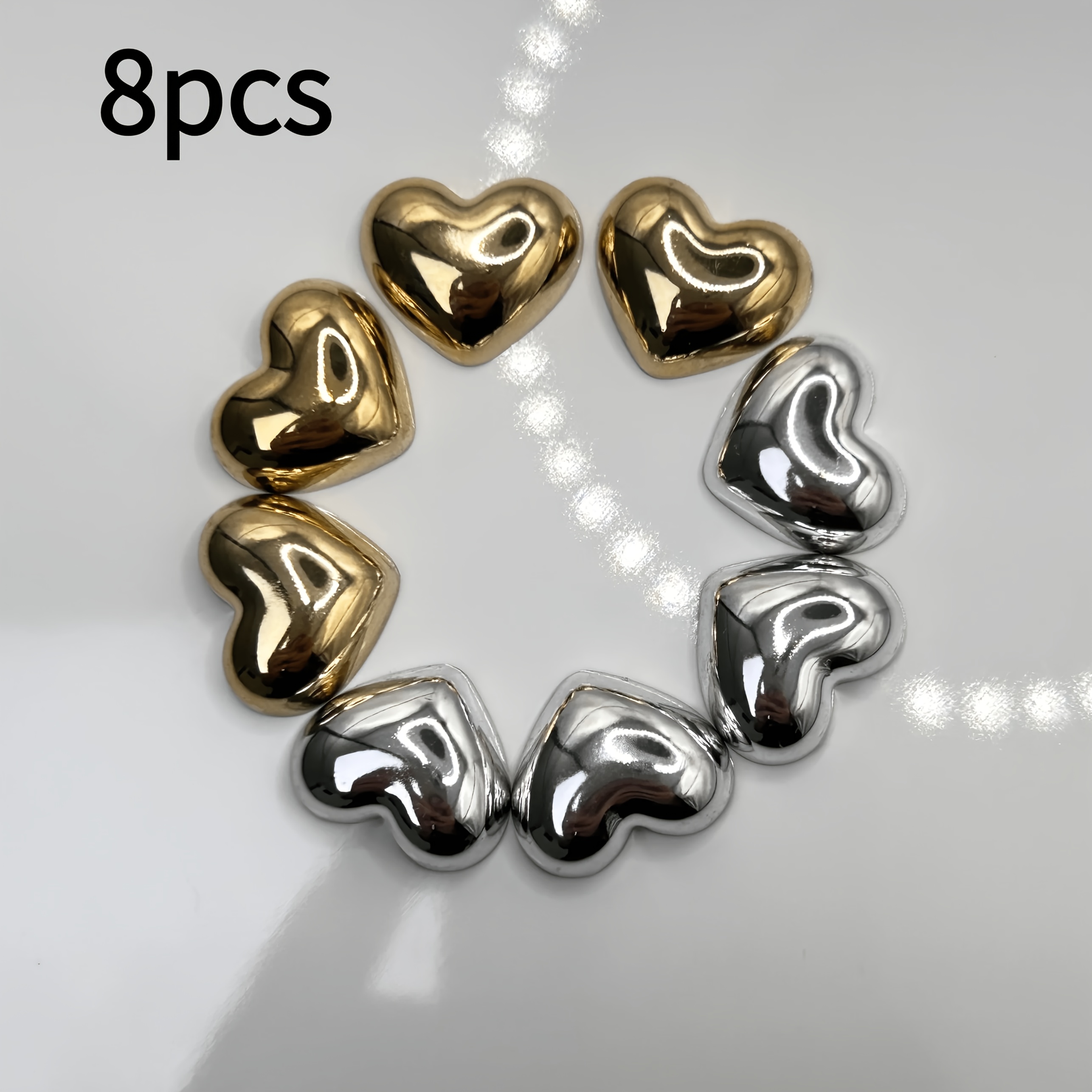 Image of 8pcs Electroplated Metal Heart-shaped Creative Fridge Magnet Message Board Adhesive Home Decor