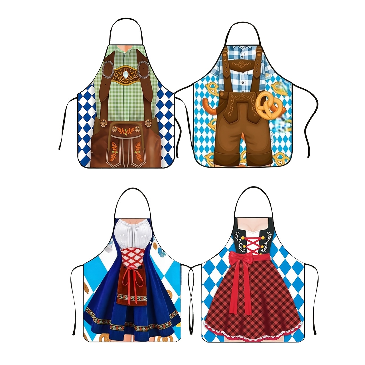 TEMU 4pcs Beer Festival Aprons, 20.5x28 Inches, Beer Festival Couple Costume Cooking Decoration, Unisex Cooking And Baking Apron, Suitable For