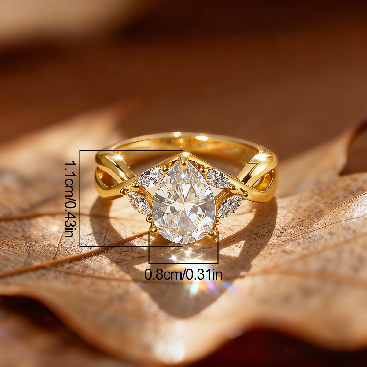 Women's Unique Crossover Teardrop Ring, Autumn Winter Gift