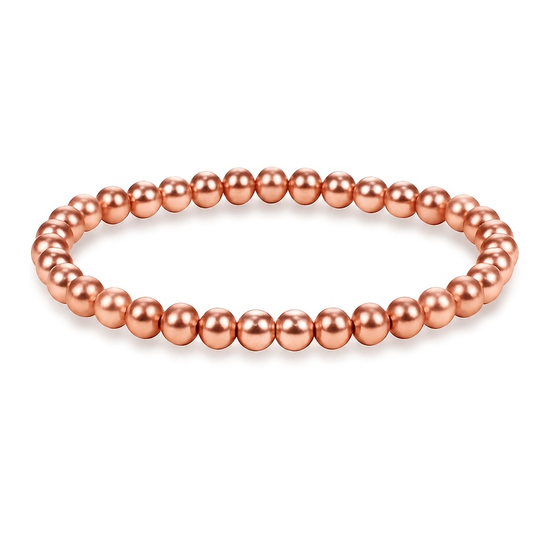 TEMU Bracelet en cuivre pour femmes et hommes, bijoux en cuivre de 6 mm cadeaux d'anniversaire, bracelets en cuivre délicats Pulsera de Cobre Para