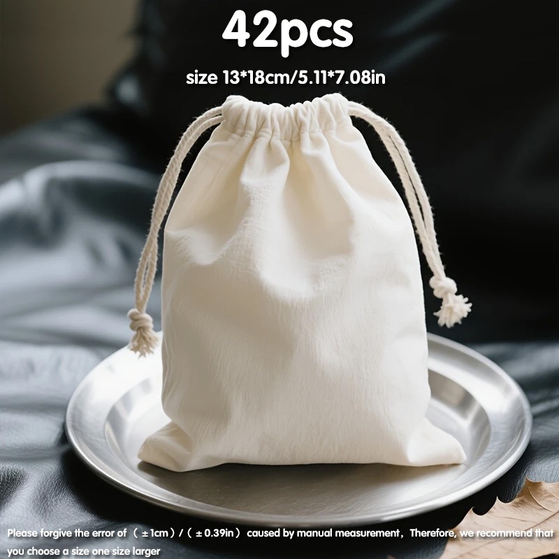 TEMU 42pcs Large Capacity Flat Lock Drawstring Bags - Simple Wedding And Holiday Gift Bags, Suitable For Gifts, Shopping, Travel, Home Storage, And