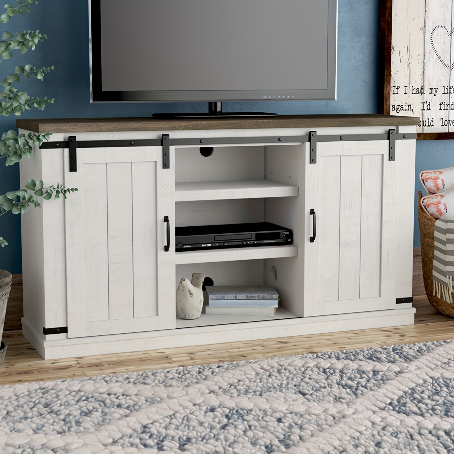 Mueble TV con chimenea y toque madera 09 de Franco Furniture :: Mobel K6