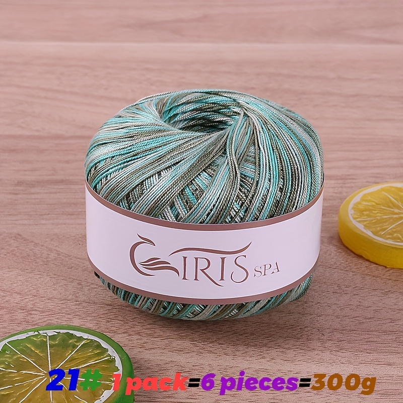 Image of 6# Lace Thread Mercerized Gradient Color Pure Cotton 100% Cotton Yarn Crochet Thread Fine Thread Handmade Woven Summer Hollow Shawl Cardigan Sweater Knitted Yarn