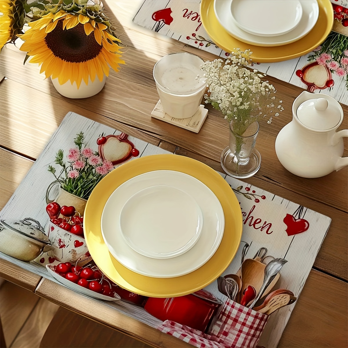 Set Of 4 Rectangular Polyester Placemats For Kitchen Table_voghion.com