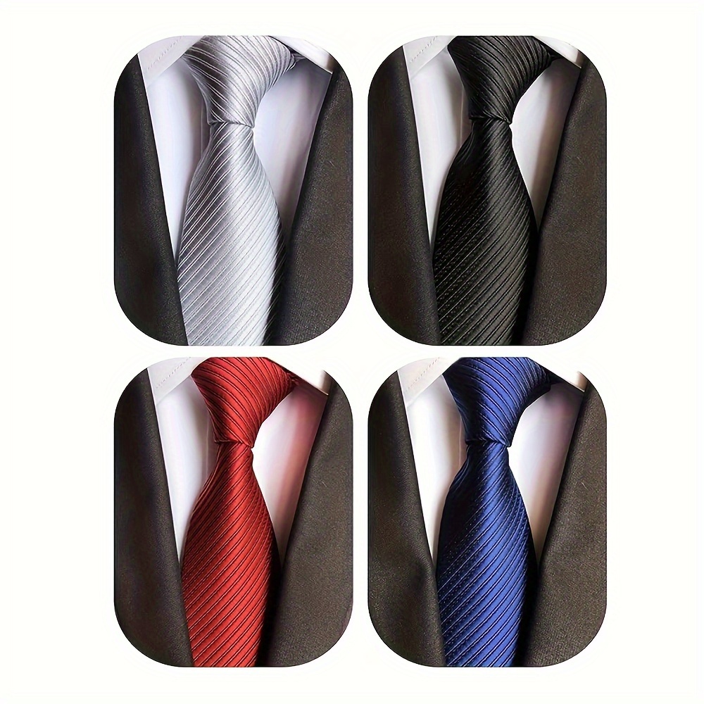 TEMU Lot 4pcs Classic Men's Skinny Width 2.35" Slim Solid Color Tie