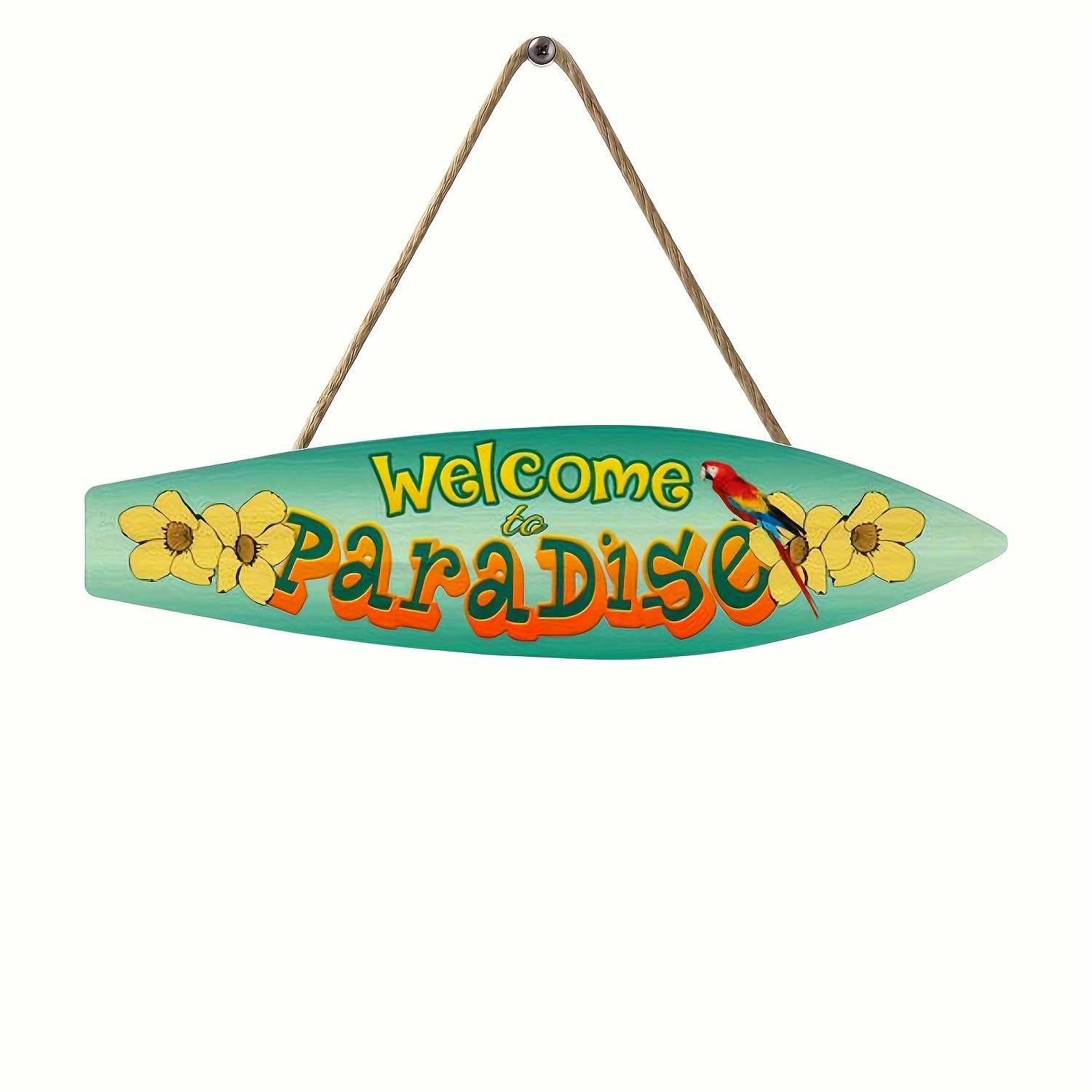 Welcome to Paradise, Wooden Hanging Sign, Home Party Summer Decor