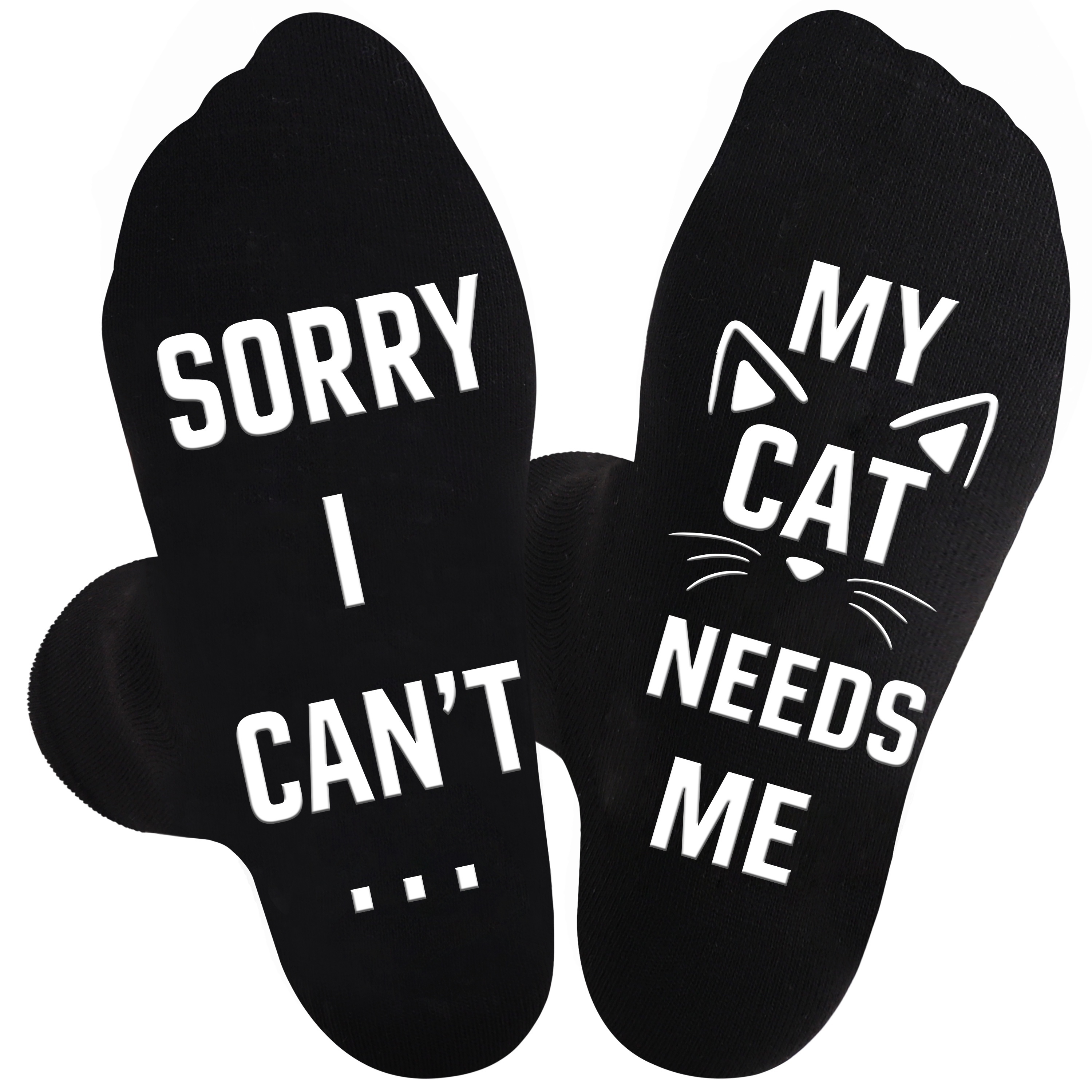 

1 Pair Funny Cat Socks With Anti-slip Silicone Lettering, Humorous Gift For Cat Lovers, Novelty Socks For Cat Dads, Ideal Christmas Present