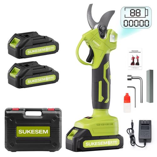 electric pruning shears with two rechargeable lithium batteries and an lcd display screen suitable for garden tree pruning branch trimming garden landscape and courtyard decoration