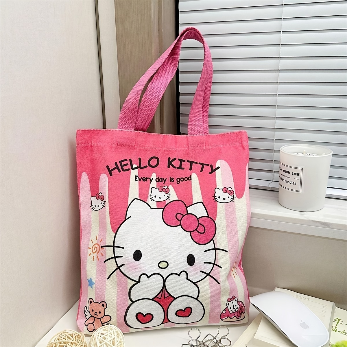 Image of [authorized] Cartoon Handbag, Women' Large Capacity Lunch Box Bag, Handheld Bag, Cute Tutoring Bag, Tote Bag