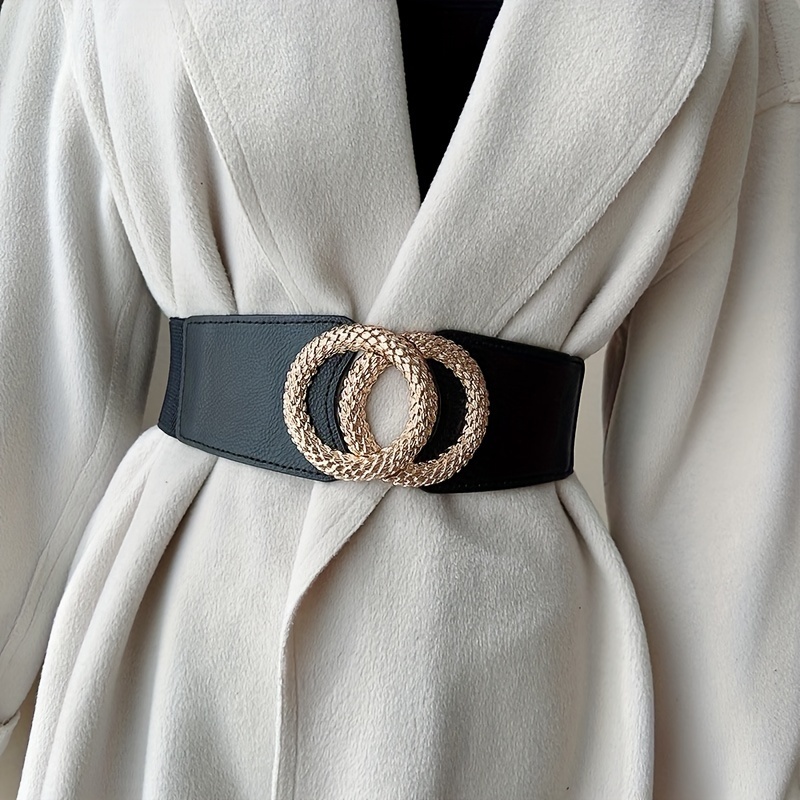 

Vintage Style Black Belt With Golden Twist Clasp - Perfect For Dressing Up Or Down