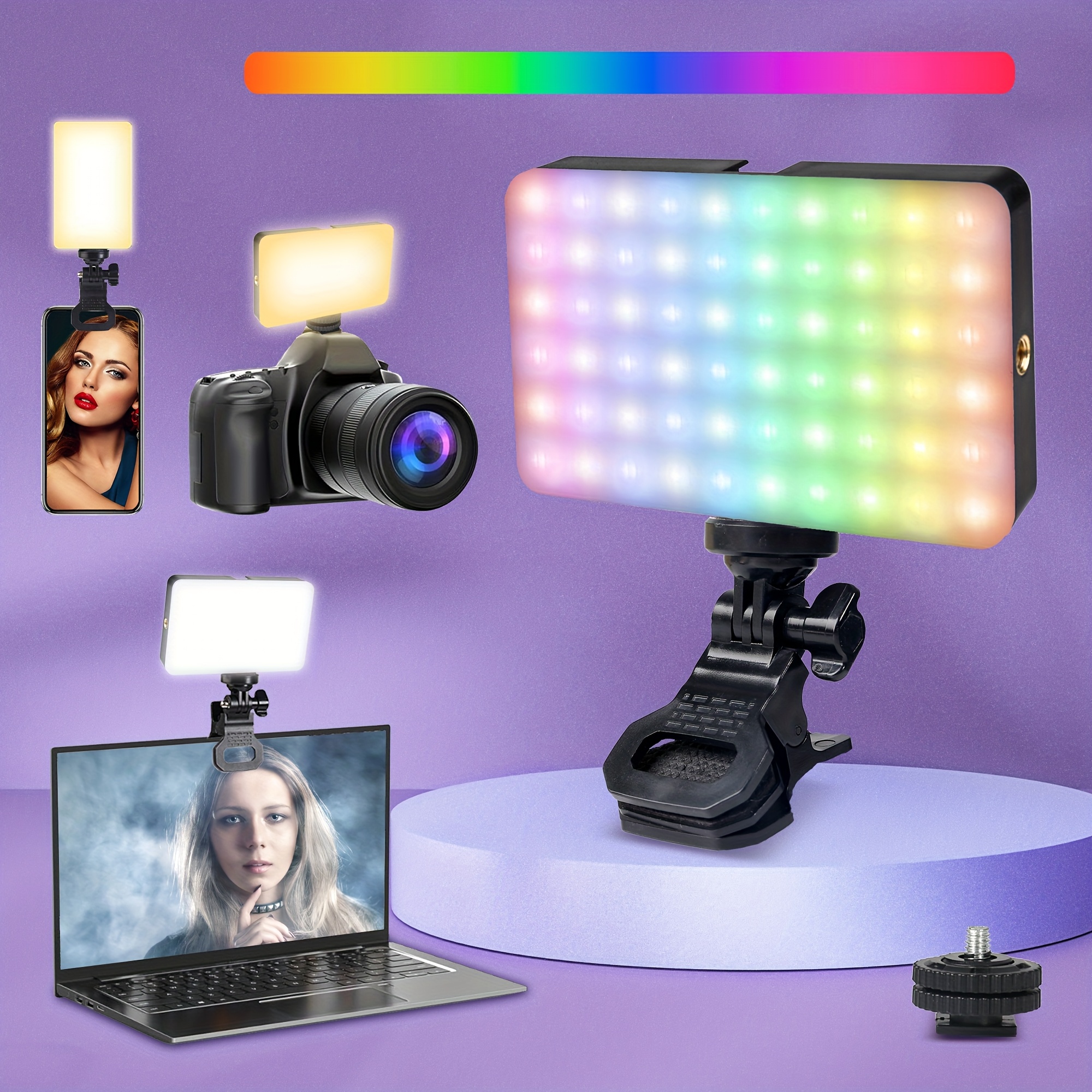Rgb Video Light Portable Led Light With Clip, Suitable For Mobile Phones, Tablets, Laptops, 360 Degree, Dimmable,…: retailer-supplied image