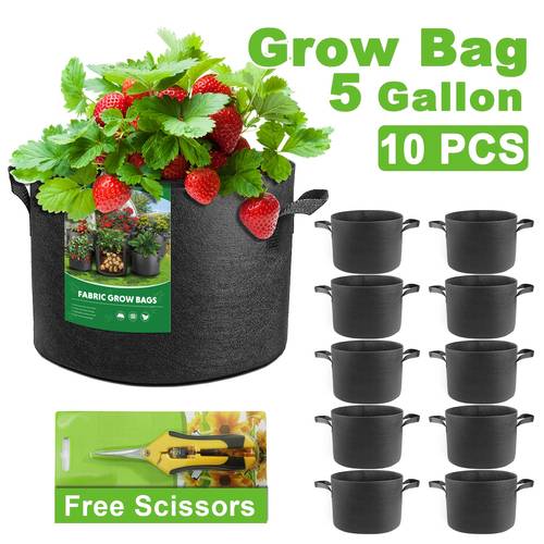 planting bags thickened reinforced non woven fabric plant potseasy to carry suitable for growing a of vegetables and fruits ideal for indoor potted plants outdoor gardens and a pair of gardening scissors included as a gift