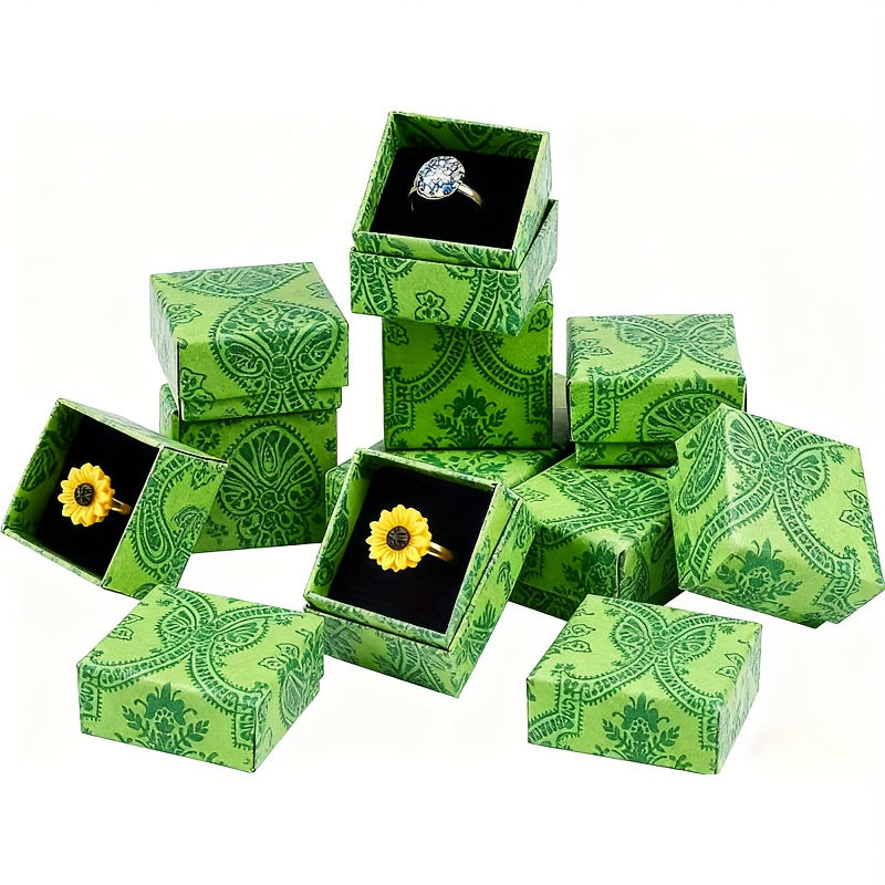 24pcs Elegant Green Ring Gift Box Set, Lightweight