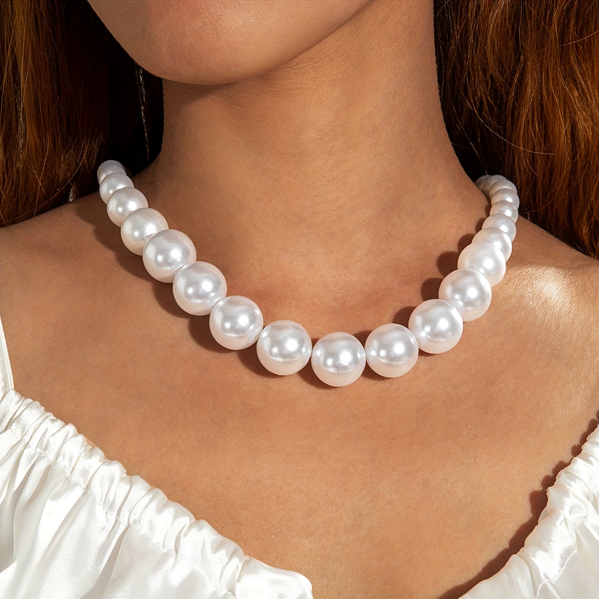 Image of 1pc Of Fashionable, Elegant, And Temperament-enhancing Pearl Beaded Necklace For Women, High-end Light Luxury Necklace Suitable For Daily Wear, Prom, Banquet, And As A Gift For