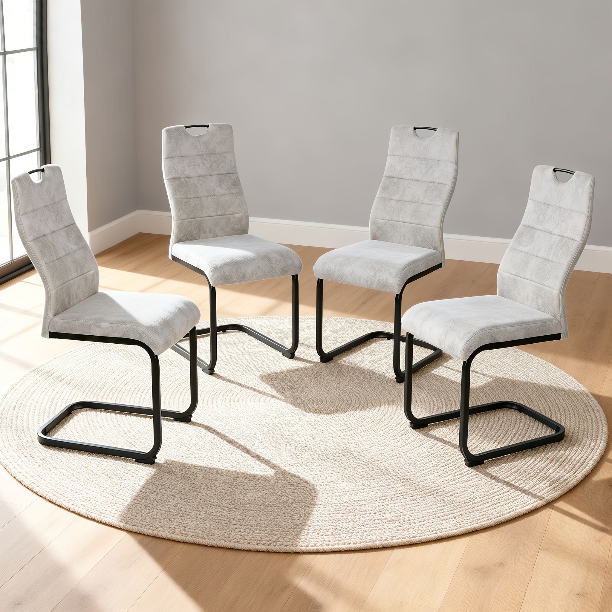 TEMU Ensemble de 4 chaises de salle à manger en tissu de haute qualité, éponge haute , confort de coussin , haut accoudoirs, pieds robustes,