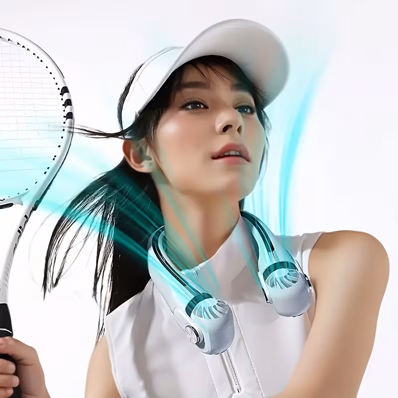 1 portable neck fan usb rechargeable with adjustable ar turbine system bladeless design for outdoor use 2400mah lithium battery battery usb mode 36v 3