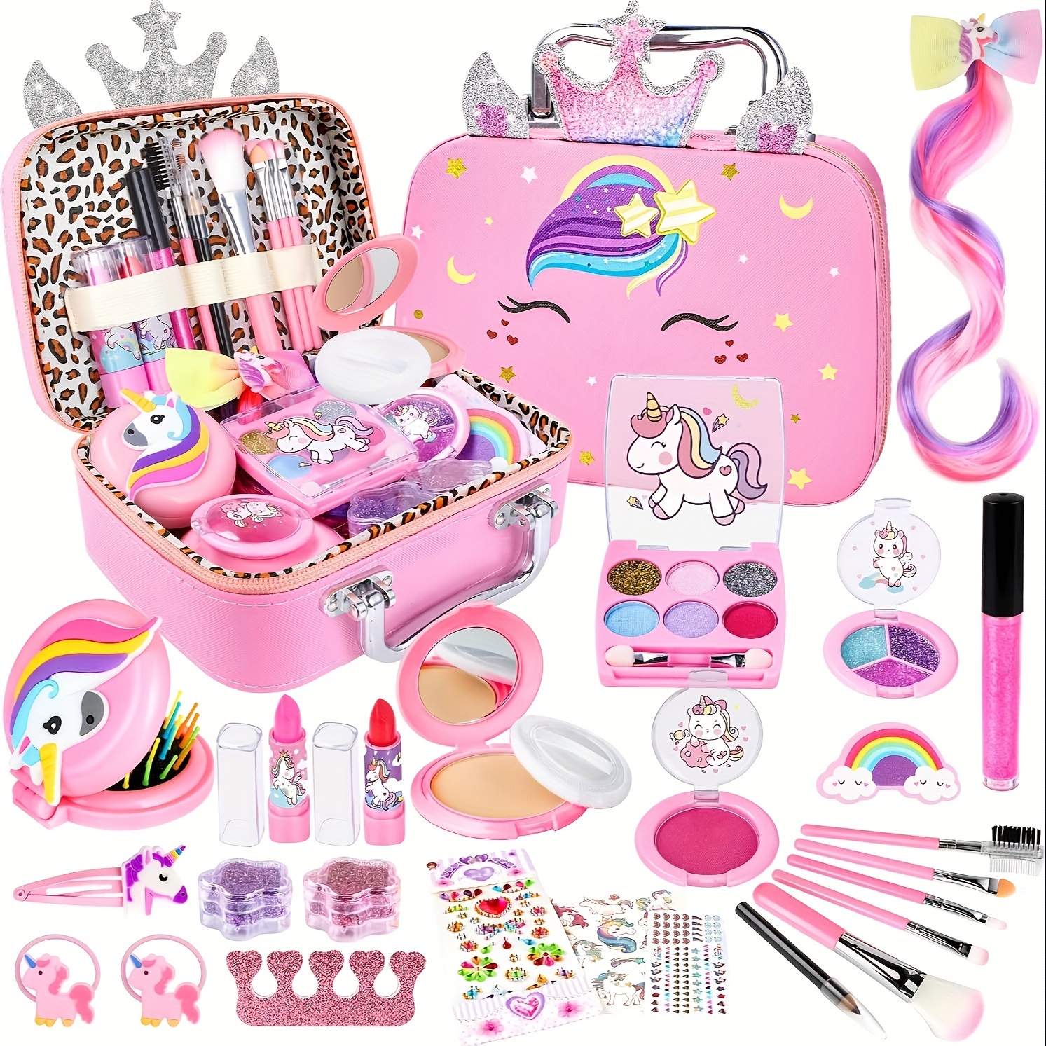 

Kids Makeup Kit For Girl Toys, Washable Girls Makeup With , Make Up Kit For Girls Toddler Princess Toys Christmas Birthday Gifts For Girls Age 3 4 9 12