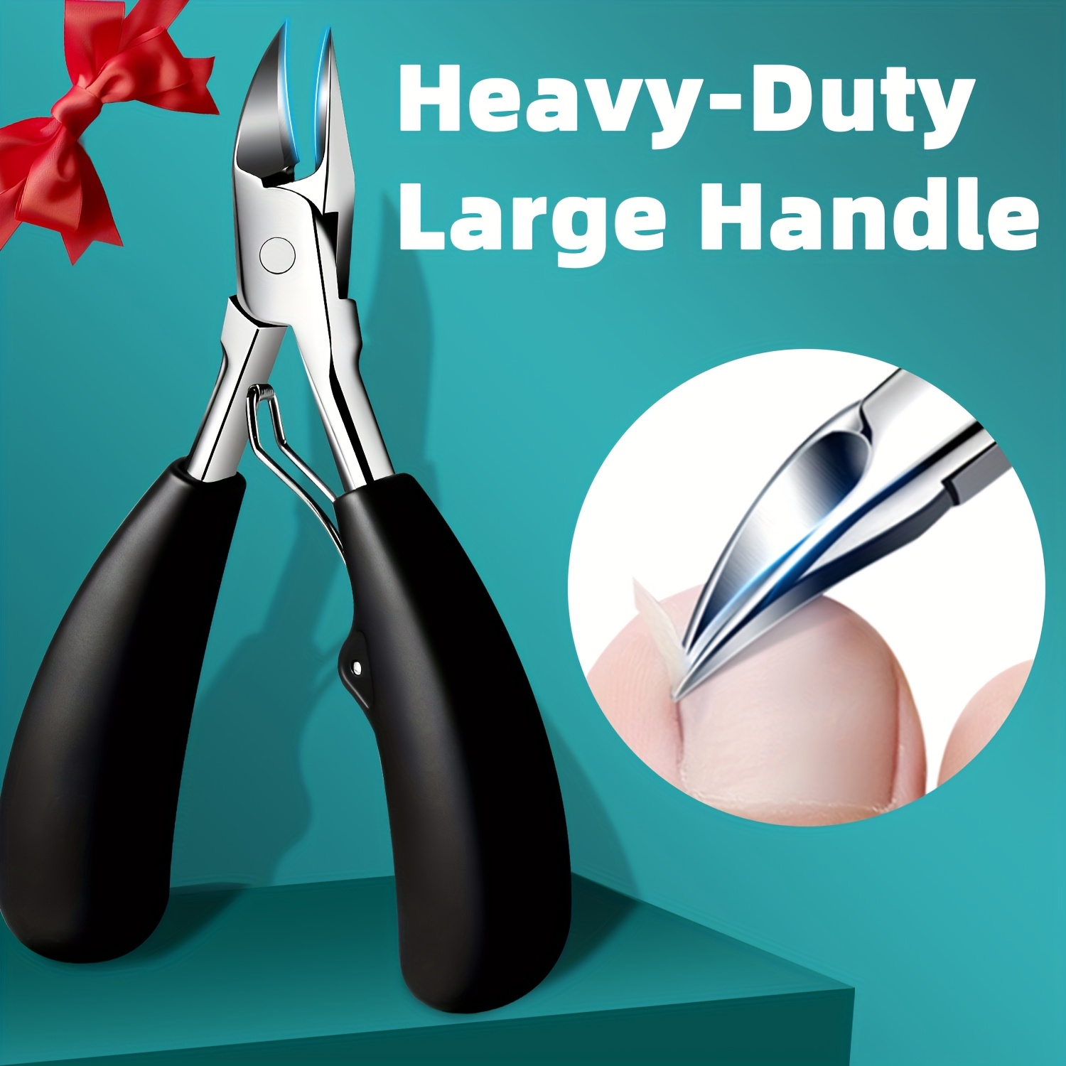 Image of 1pc Heavy-duty Large Handle Nail Clippers, Toenail Clippers For Seniors Thick Toenails, Stainless Steel, , Wide Opening, Christmas Gift, Suitable For Men And Elderly, Duangduangbiu