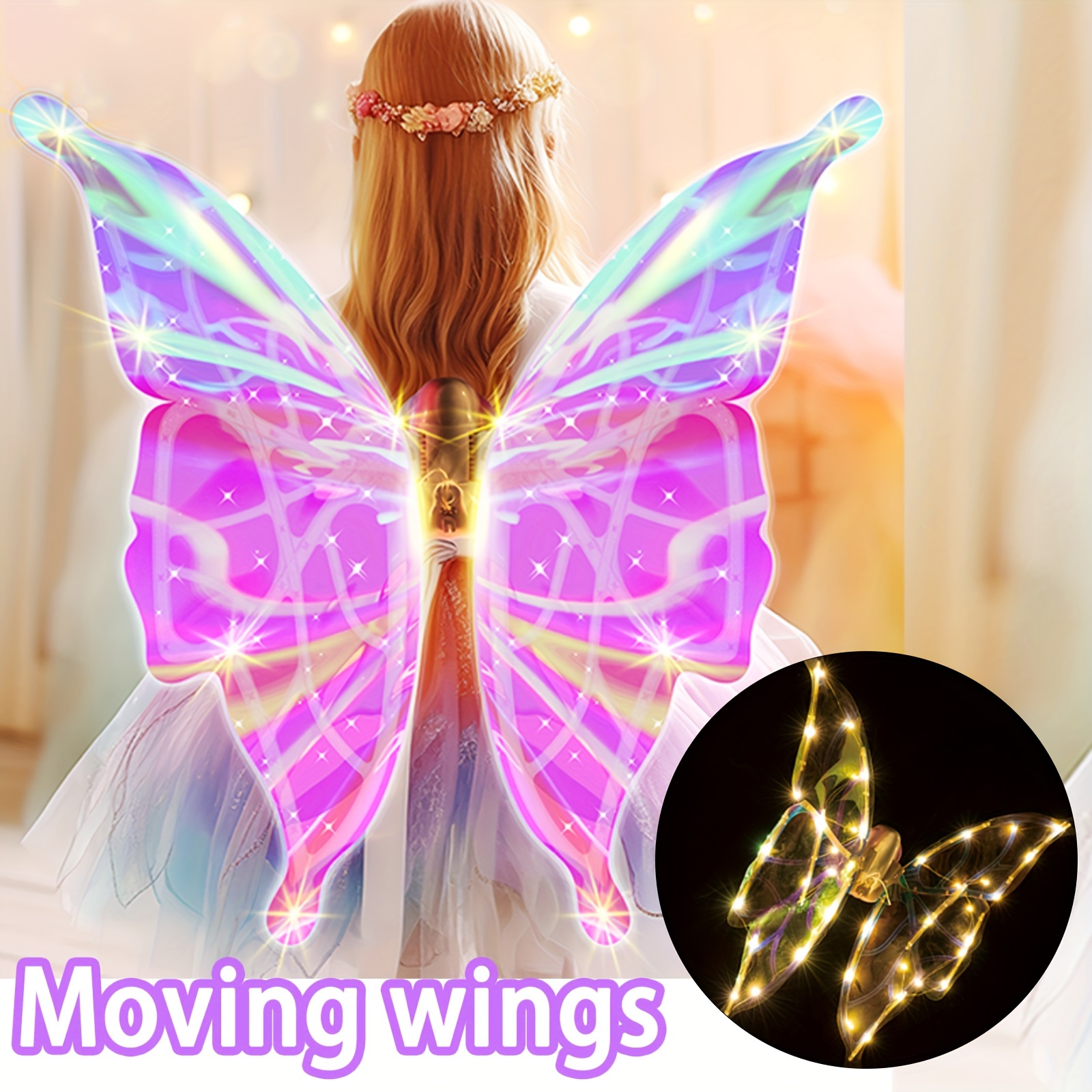

Luminous Singing Fairy Costume Set Featuring Led Butterfly Wings - Ideal For Seasonal Celebrations & Birthday Gifts, New And Innovative Playset