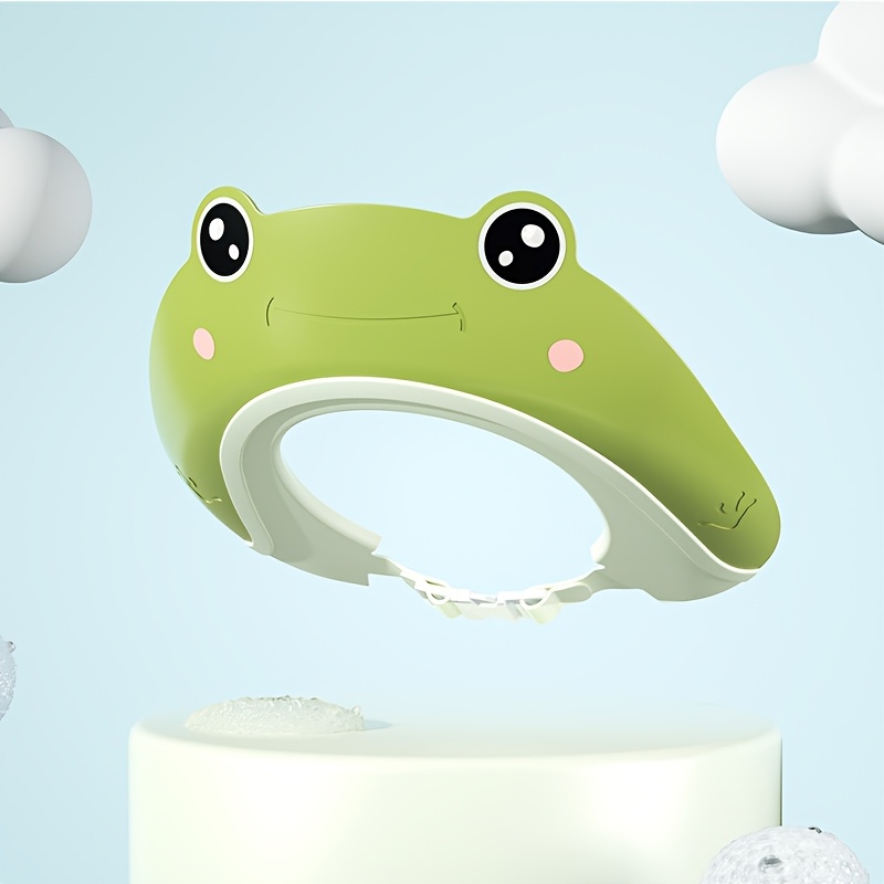 1pc Bathing Cap Frog Infant Shampoo Cap Waterproof Adjustable Ear Protection Baby Hair Washing Tool Supplies