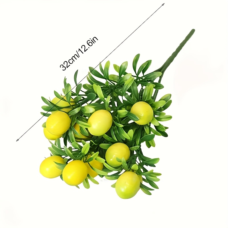 Image of 1pc Realistic Artificial Lemon Green Plant With Vibrant Yellow Small Lemons - Decorative Accent For Living Room, Kitchen, Parties, And , Fruit With Leaves