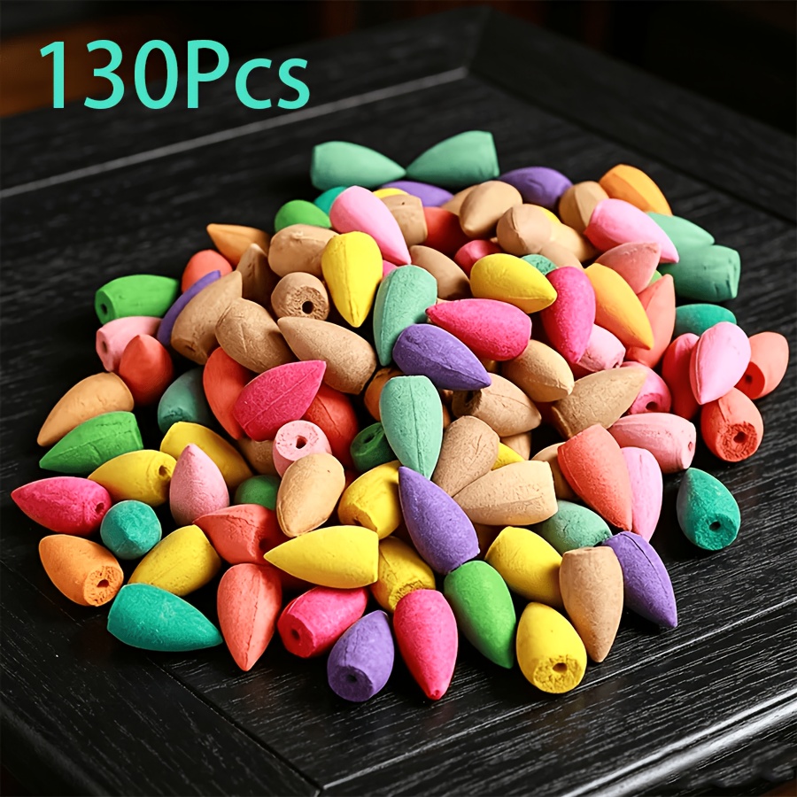 Image of 130pcs Mixed Color Backflow Incense Cones Multi-fragrance Taper Candles, Lavender Citronella Mint Jasmine Sandalwood Cherry Rose For Indoor Bedroom Bathroom Office Decor