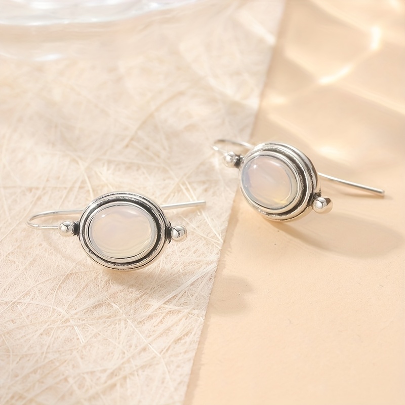 Vintage Moonstone Long Drop Dangle Earrings, Wedding Gift
