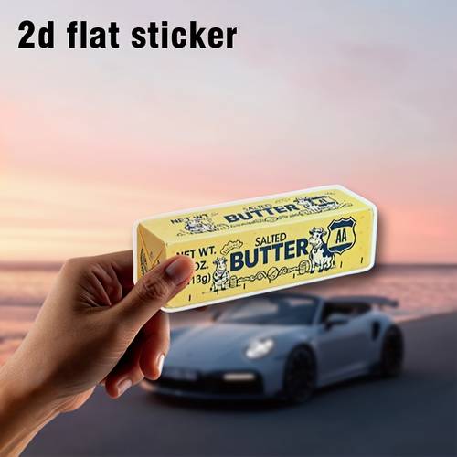 2pcs 15 01cm long vinyl sticker set butter bar laminated pattern decorative decal for notebook car window cap gift trendy food themed craft sticker