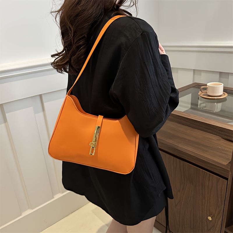 

Fashion Solid Color Shoulder Bag, Niche Design Underarm Purse, Chain Decor Handbag For Women