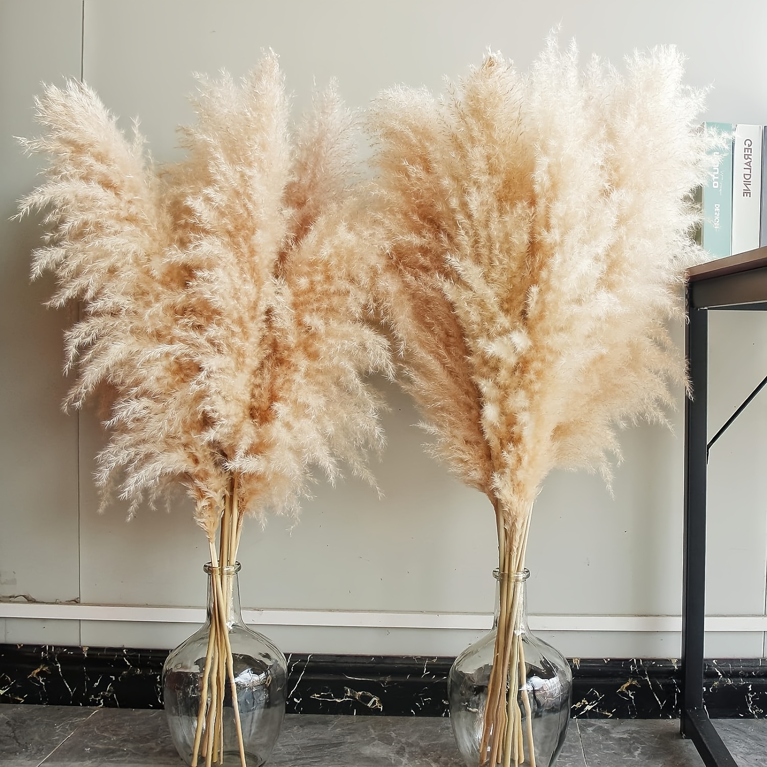 Image of 40" Inch 10 Stems Natural Pampas Grass Decor Tall, Pampas Grass, Tall Pampas Grass For Wedding, Party, Farmhouse, Boho Home Decor