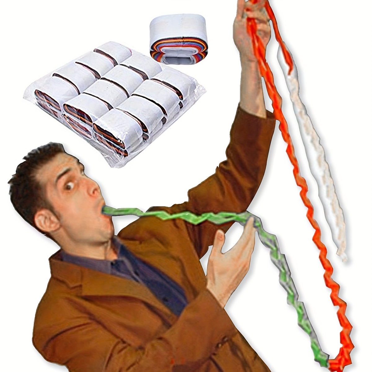

12-piece Colorful Magic Mouth Coils - 25ft Extendable Paper Tricks For Stage & Street Performances, Easy To Learn Accessories