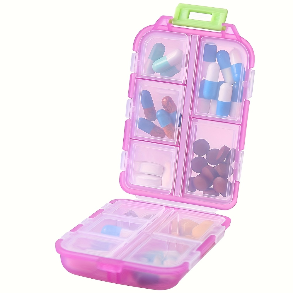 Travel Pill Organizer, 10-Compartment Compact Case