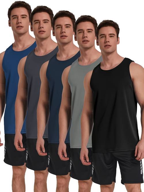 5pcs mens fitness tank top sleeveless mesh shirt quick dry fitness tank training wear 2026 valentines day gifts